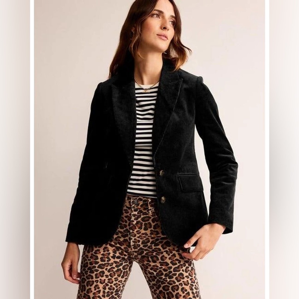 Boden Marylebone Corduroy Blazer in Black Size 14